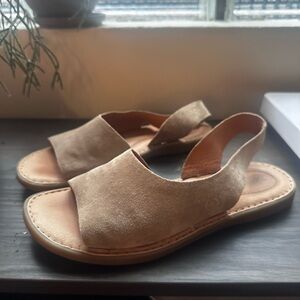Børn Tan Suede Slingback Sandals
